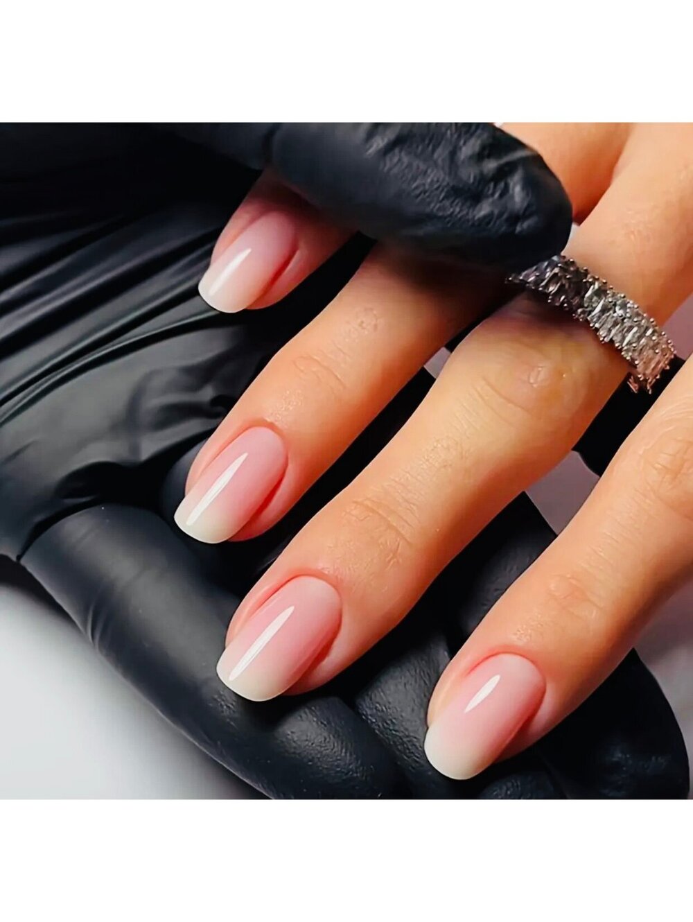 New - 24pcs -Glossy -Nude Gradient -Reusable Press-On Nails